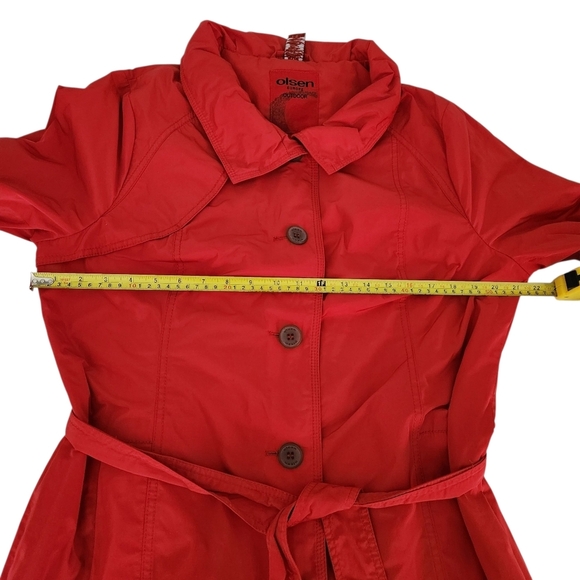 OLSEN Europe outdoor red trench coat belted lightweight jacket size m/l - Picture 14 of 16